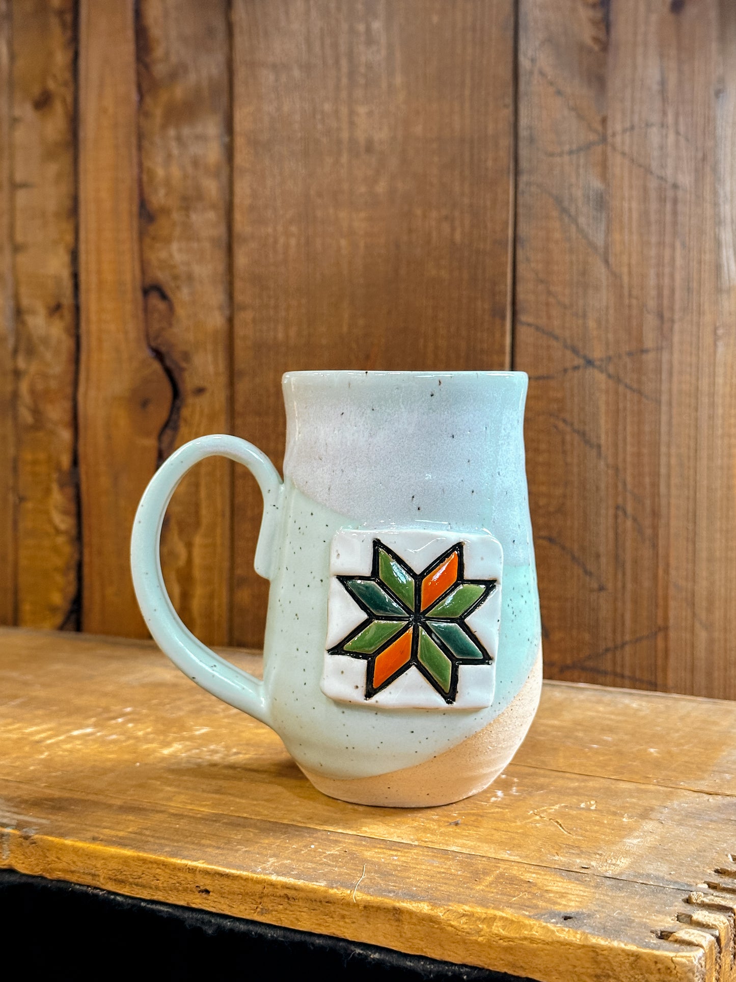 Slab and Cedar Quilt Pottery Mug