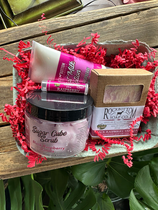 $27 Gift Set-Berry Box with 3oz lotion, bar soap, scrub and lip balm
