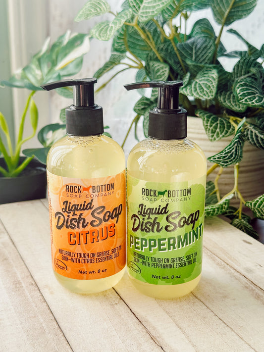 Natural Dish Soap – Tough on Grease, Gentle on Hands | Rock Bottom Soap