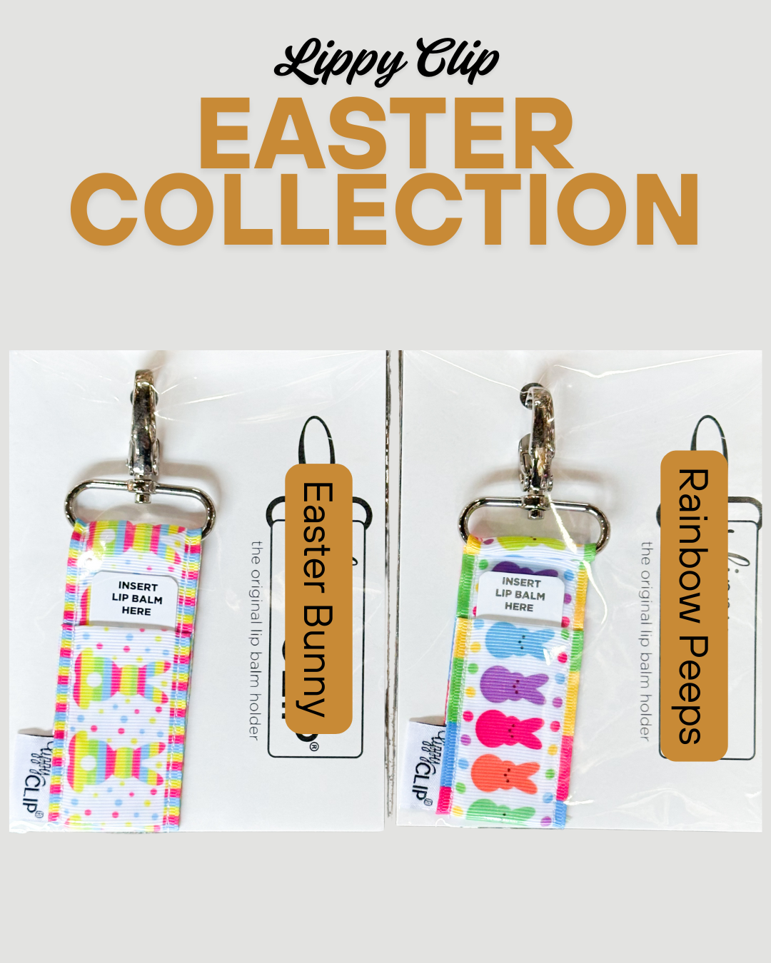LippyClip lip balm holder – fabric clip-on pouch designed to securely hold standard lip balms, perfect for bags, backpacks, and keychains.